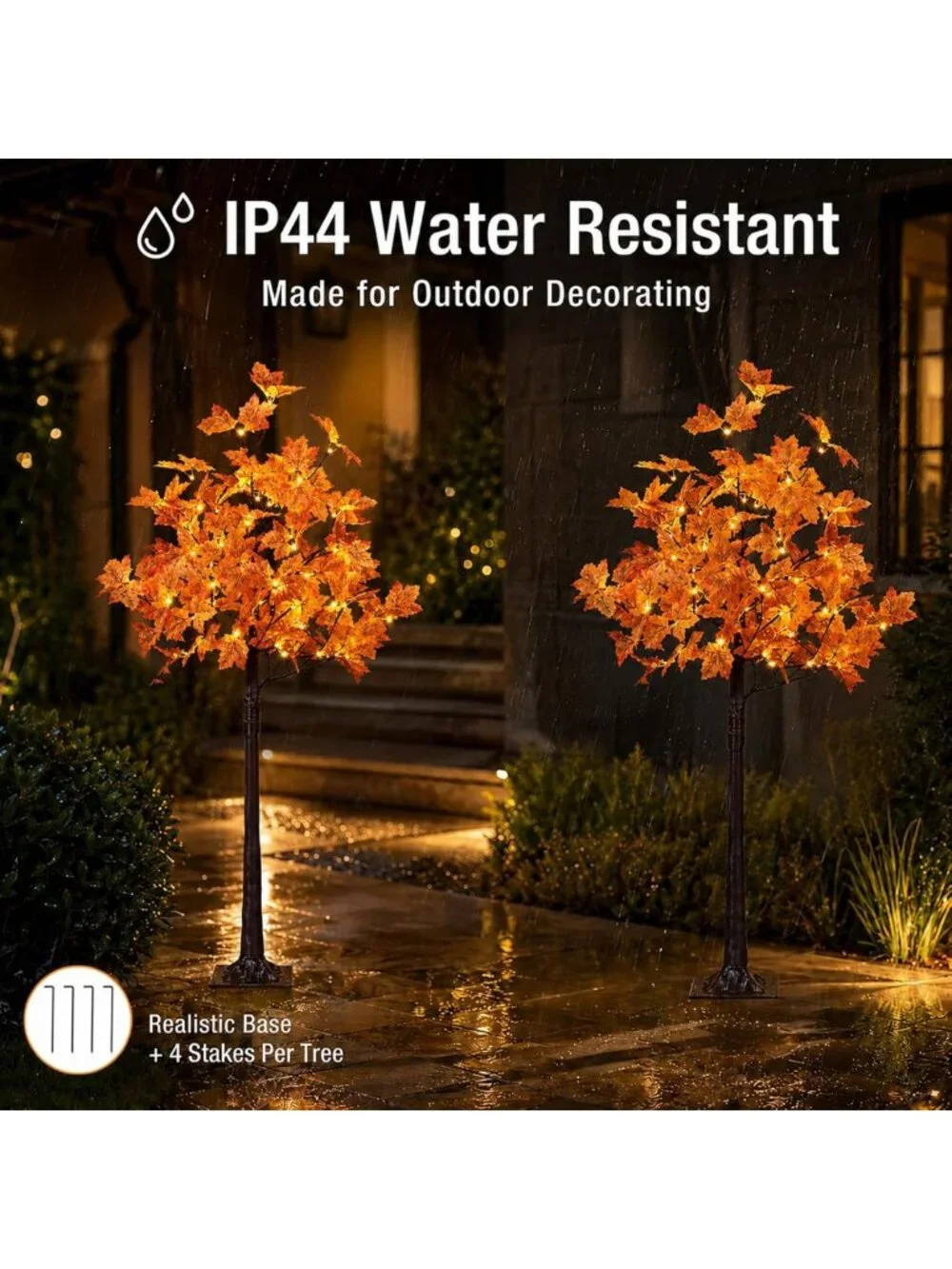 2-Pack 4FT Lighted Maple Trees with 144 Warm White LED Lights - Perfect for